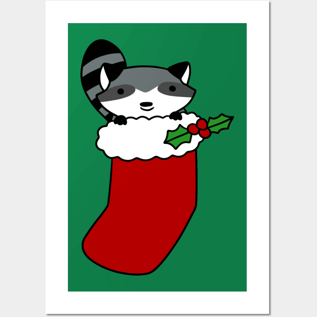 Christmas Stocking Raccoon Wall Art by saradaboru